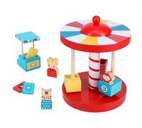 Petit Collage: Merry-Go-Round Wooden Carousel - FSC Wood Toy for Toddlers - Includes Ticket Booth, 3 Animal Figures & Tickets - Hand-Spin Carousel for Imaginative Play & Nursery Décor - For Ages 2+