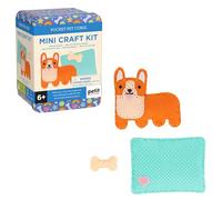 Petit Collage: Mini Craft Kit: Pocket Pet Corgi Dog - Portable Felt Sewing Kit with Precut Pieces, Thread, Stuffing, Child-Safe Needle & Tin - Screen-Free Fine Motor Toy for Ages 6+