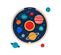 Petit Collage: Multi-Language Solar System Wooden Tray Puzzle | Teaches Kids Planet Names in 6 Different Languages | Includes Inter-Changeable Language Sheets| STEAM Activity | Great for Ages 3+