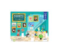 Petit Collage: My Museum Magnetic Play Scene - Fill the Museum with Iconic Art Pieces and Take Your Animal Friends on a Tour- Includes 2 Play Scenes and over 40 Play Pieces - Great Travel Activity