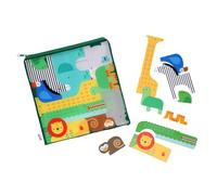 Petit Collage: Shaped Wooden Puzzle - Safari | Includes 12 Wooden Animal Pieces | Follow The Guide or Make Your Own Safari Adventure | Great for Ages 3+