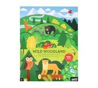 Petit Collage: Sticker Activity Set: Wild Woodland - 4-Panel Fold-Out Forest Scene with 100+ Reusable Stickers - Educational Fine Motor Skill Toy for Kids 3+ - FSC & Plastic-Free Craft Kit Gift