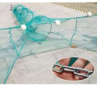 Petit Filet de Pêche en Maille - Cage de Pêche Avec Chaîne en Fer - Flotteurs - Piège Pliable Pour Bloquer Les Poissons de Rivière, Port Réseau - Largeur 3/6/8/10 m - Cage Pour Crevettes, LLHJUNUK,