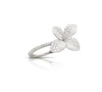 Petit Garden Medium Flower Ring in 18ct White Gold with Diamonds - Ring Size O