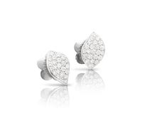 Petit Garden Single Leaf Stud Earrings in 18ct White Gold with Diamonds
