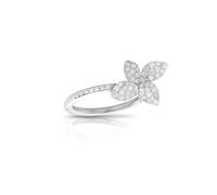 Petit Garden Small Flower Ring in 18ct White Gold with Diamonds - Ring Size P