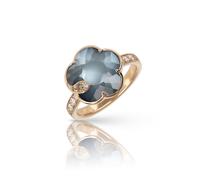 Petit Joli Rings in 18ct Rose with Lunar Night Blue gem and Diamonds - Ring Size L