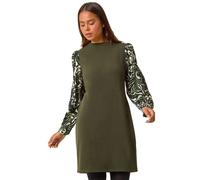 Petite 2 in 1 Contrast Print Shift Dress Roman Khaki 18