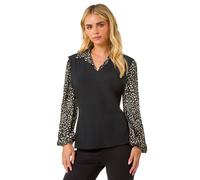 Petite 2 in 1 Contrast V-Neck Top Roman Black 10