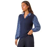 Petite 2 in 1 Contrast V-Neck Top Roman Navy 16