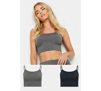 PixieGirl 2 Pack Grey Ribbed Bralette Top Petite