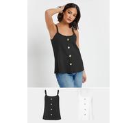 PixieGirl Petite 2 PACK Black & White Button Down Cami Tops Petite