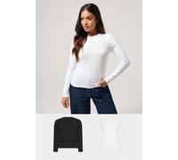 Petite 2 Pack Long Sleeve Tops PixieGirl White 8