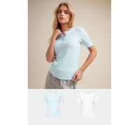 Petite 2 Pack Waffle Henley T-Shirts PixieGirl Blue 14