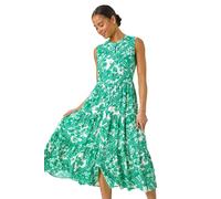 Petite Abstract Button Up Dress Roman Green 14
