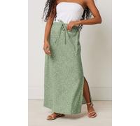 Petite Abstract Linen Maxi Skirt M&Co Light Green 10