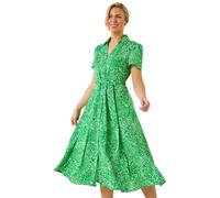 Petite Abstract Print Button Shirt Dress Roman Green 18