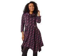 Petite Abstract Print Hanky Hem Stretch Dress Roman Purple 14