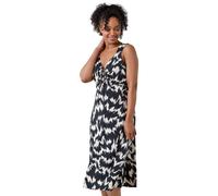 Petite Abstract Print Ruched Stretch Midi Dress Roman Black 18