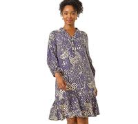 Petite Abstract Print Tiered Dress Roman Grey 8