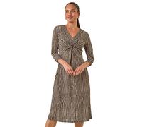Petite Abstract Twist Front Dress Roman Dark Brown 16