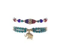 Petite Adjustable Boho Bracelet for Small Wrists 6-7.5 Inch - Handmade Nepalese Buddhist Prayer Bracelet with Elephant Charm, Brass Bell, Turquoise Stone & Tibetan Mantra Beads, Spiritual Lucky Gift
