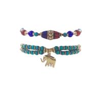 Petite Adjustable Boho Bracelet for Small Wrists 6-7.5 Inch - Handmade Nepalese Buddhist Prayer Bracelet with Elephant Charm, Brass Bell, Turquoise Stone & Tibetan Mantra Beads, Spiritual Lucky Gift