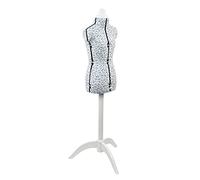 Petite Adjustable Dressmakers Dummy in Blue Sugar Ditsy Fabric | Blue, UK Size 6-10, 8-part Dress Form with 3-Leg White Wooden Stand