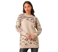 Petite Animal Print Longline Stretch Jumper Roman Stone 12