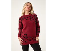 Petite Animal Print Longline Stretch Jumper Roman Wine 10