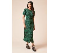 Petite Animal Ruched Sleeve Jersey Midi Dress Dorothy Perkins Animal 10