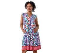 Petite Aztec Border Pocket Dress Roman Blue 18