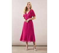 Petite Beaded Embellished V Neck Midi Dress Wallis Magenta 12