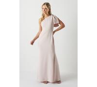 Petite Bow One Shoulder Puddle Bridesmaid Maxi Dress Coast Blush 14