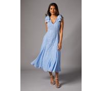 Petite Bow Shoulder Embellished Midi Dress Coast Cornflower Blue 6