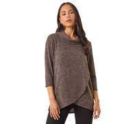 Petite Brushed Knit Wrap Top Roman Brown 18