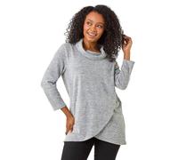 Petite Brushed Knit Wrap Top Roman Grey 18
