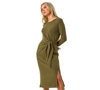 Petite Brushed Tie Waist Stretch Midi Dress Roman Khaki 14