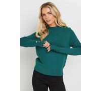 M&Co Petites Petite Premium Teal Blue Button Detail Turtle Neck Jumper - Women's
