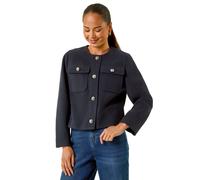 Petite Button Up Pocket Jacket Roman Navy 10