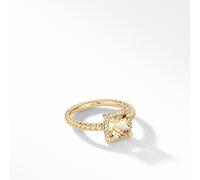 Petite ChatelaineÂ® PavÃ© Bezel Ring in 18ct Yellow Gold with Champagne Citrine and Diamonds - Ring Size O