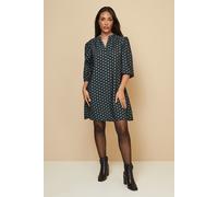 Petite Check Collarless Shift Dress Wallis Green 12