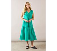 Petite Check Organza Ruched Tie Front Midaxi Dress Wallis Green 16