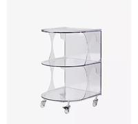 Petite Coffee Table with Storage 3-Tier Nightstand on Wheels Versatile End Table for Bedroom Kitchen Office - Modern Design (Color: D)
