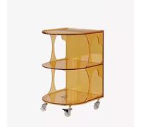 Petite Coffee Table with Storage 3-Tier Nightstand on Wheels Versatile End Table for Living Room Bedroom Kitchen Office (Color: C)