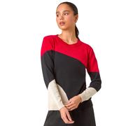 Roman Originals Women Stripe Print Jumper - Ladies Spring Everyday Summer Holiday Crew Neckline Comfy Long Sleeve Soft Star Pull Over Hem Sweaters - Petite Red - Size 18