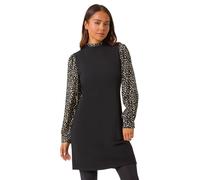 Petite Contrast Frill Neck Stretch Dress Roman Black 8