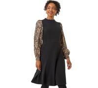 Petite Contrast Frill Stretch Dress Roman Black 18
