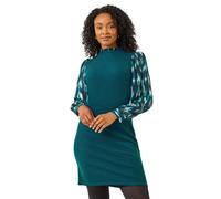 Petite Contrast Frill Stretch Dress Roman Teal 16