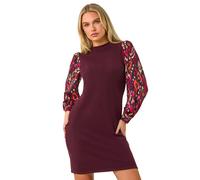 Petite Contrast Print Stretch Shift Dress Roman Wine 14
